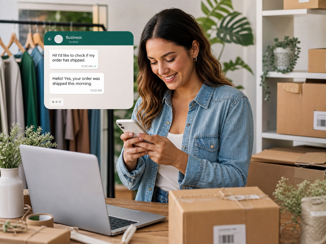 Professional using a phone to manage business messages